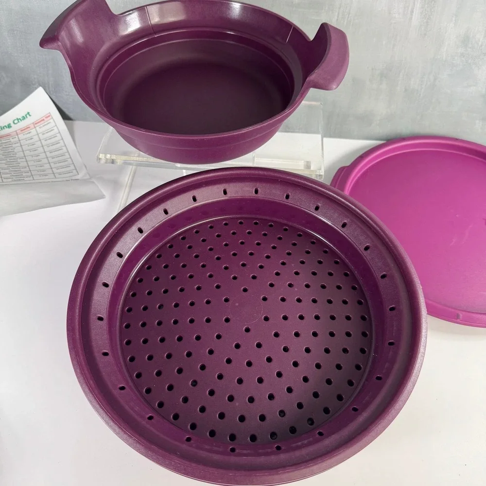 Tupperware Purple SMART STEAMER 4 Pc. Microwave Cooker Set